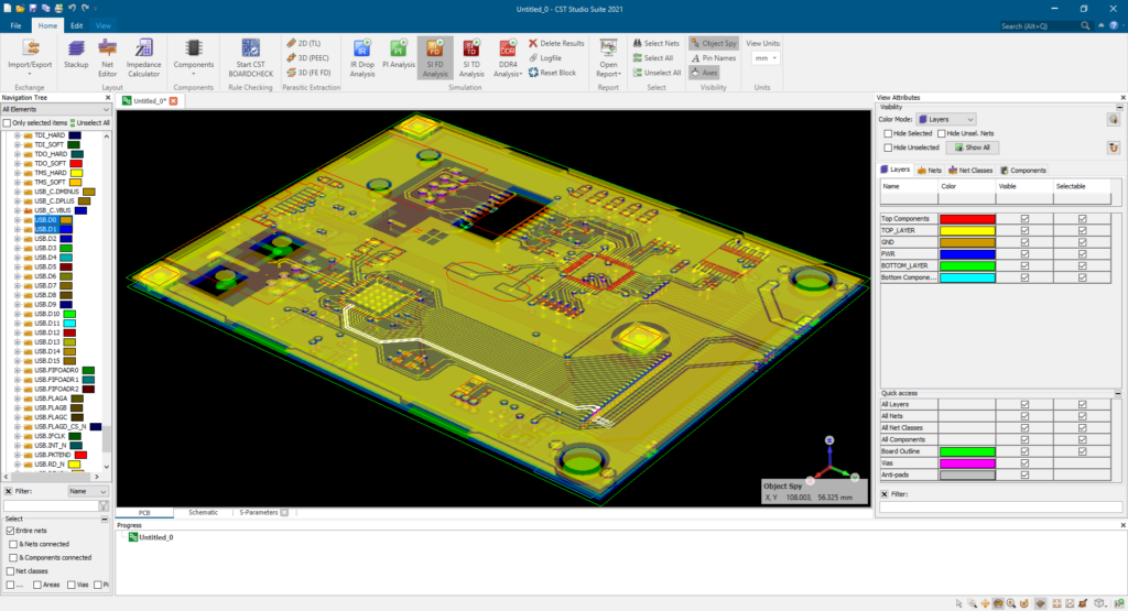 PCB Analysis using CST Electromagnetic Simulation Software